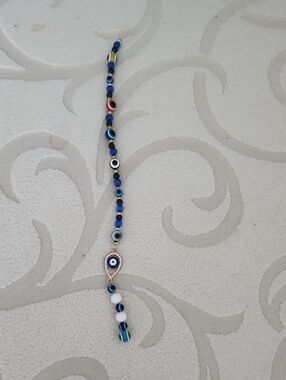Blue Beaded Evil Eye Bookmark  Accent Charm - Women Jewelry
